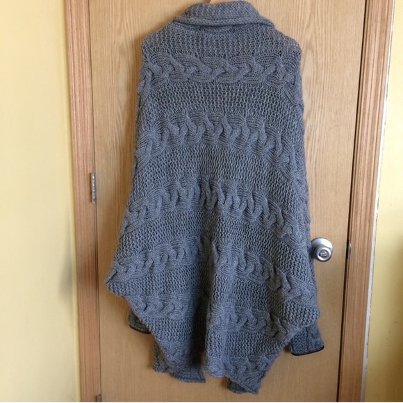 ROBI-AGNES alpaca oversized batwing cardigan leather trim - Picture 11 of 14